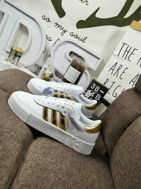 Adidas Sambarose "White Gold Metallic" - Cloud White/Gold Metallic/Cloud White - EE4681 Classic Originals Shoes