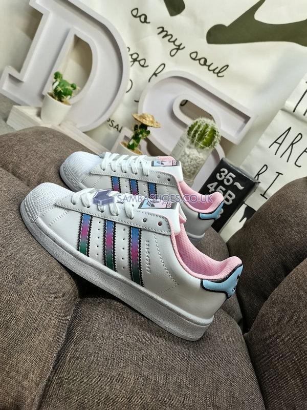 Adidas Superstar J "White Light Pink" - Cloud White/Light Pink/Clear Sky - HQ1126 Classic Originals Shoes