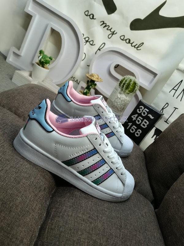 Adidas Superstar J "White Light Pink" - Cloud White/Light Pink/Clear Sky - HQ1126 Classic Originals Shoes