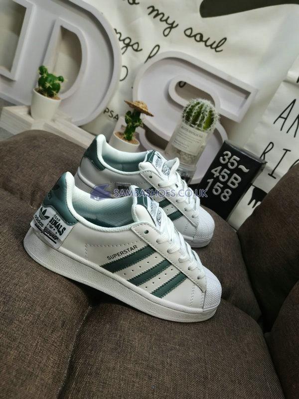 Adidas Superstar "Originals Labels" - Cloud White/Hazy Emerald - HQ6455 Classic Originals Shoes