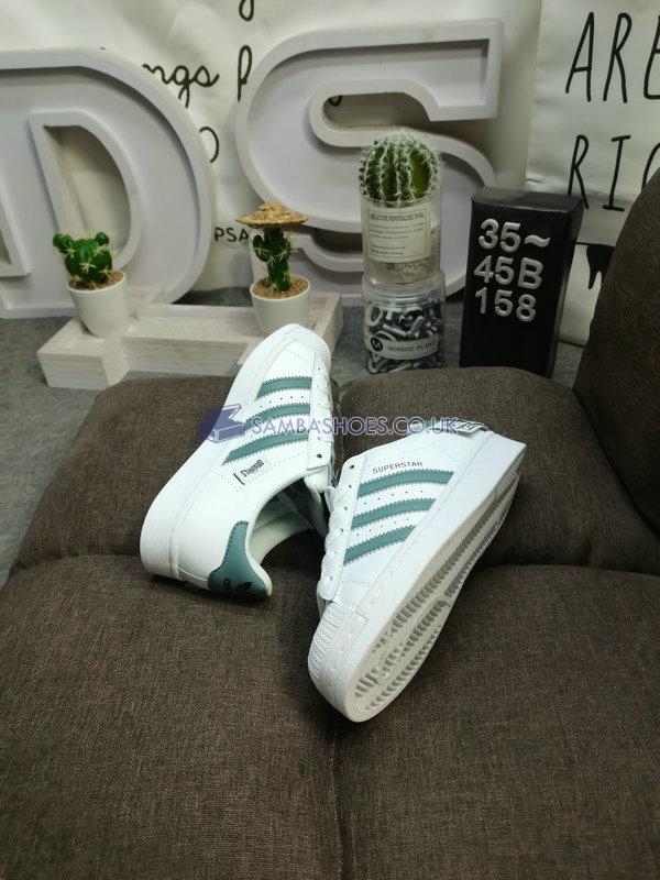 Adidas Superstar "Originals Labels" - Cloud White/Hazy Emerald - HQ6455 Classic Originals Shoes