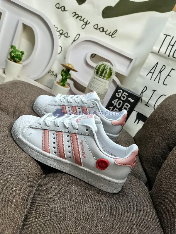 Adidas Superstar "Valentines Day 2023 - Scarlet" - Footwear White/Wonder Mauve/Scarlet - IE6976 Classic Originals Shoes