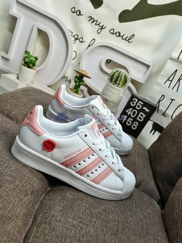 Adidas Superstar "Valentines Day 2023 - Scarlet" - Footwear White/Wonder Mauve/Scarlet - IE6976 Classic Originals Shoes