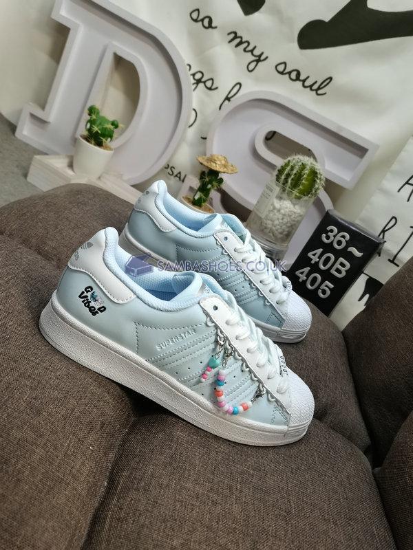 Adidas Superstar "Good Vibes" - Sky Tint/Sky Tint/Silver Metallic - HP7827 Classic Originals Shoes