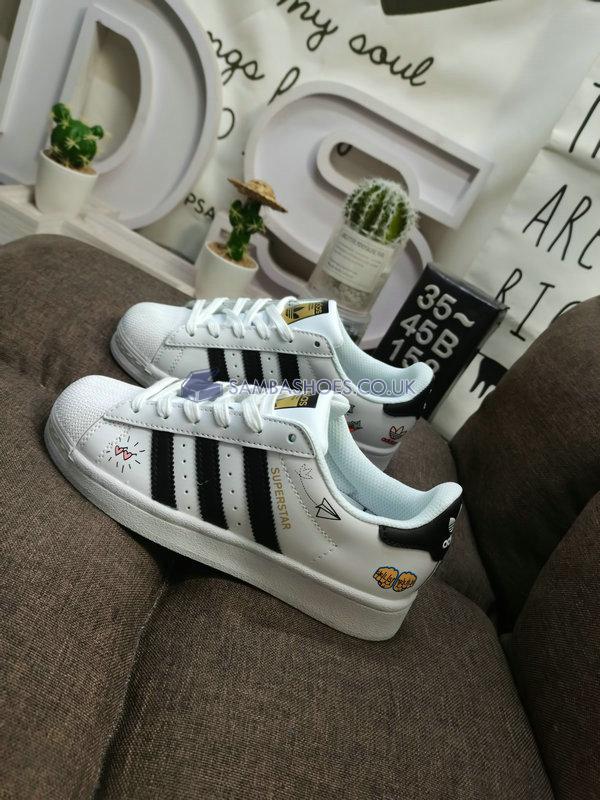 Adidas Superstar J "Girls Rule - White" - Cloud White/Core Black/Gold Metallic - FX5202 Classic Originals Shoes