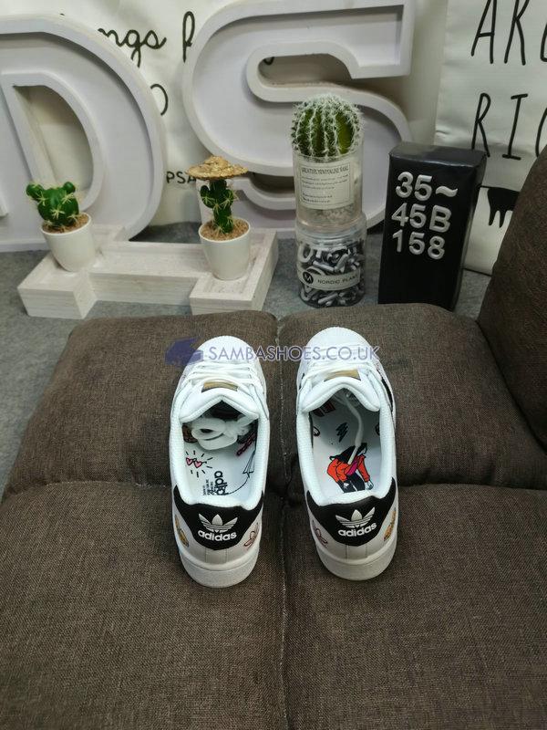 Adidas Superstar J "Girls Rule - White" - Cloud White/Core Black/Gold Metallic - FX5202 Classic Originals Shoes