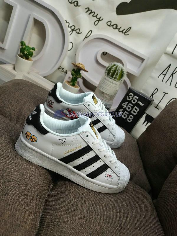 Adidas Superstar J "Girls Rule - White" - Cloud White/Core Black/Gold Metallic - FX5202 Classic Originals Shoes