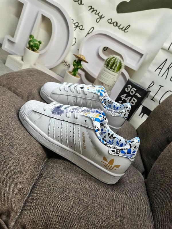 Adidas Superstar "White Gold Metallic Blue" - Cloud White/Gold Metallic/Blue - H00186 Classic Originals Shoes