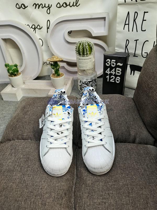 Adidas Superstar "White Gold Metallic Blue" - Cloud White/Gold Metallic/Blue - H00186 Classic Originals Shoes