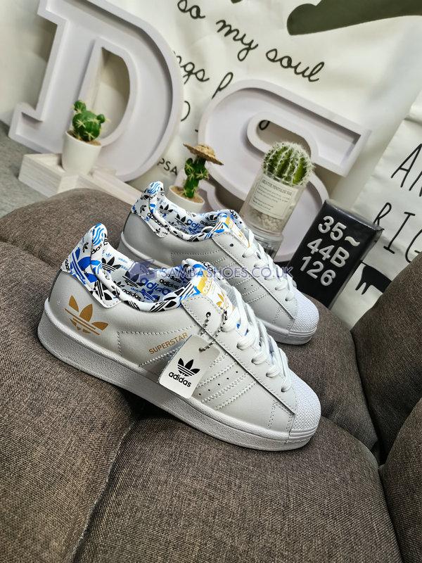 Adidas Superstar "White Gold Metallic Blue" - Cloud White/Gold Metallic/Blue - H00186 Classic Originals Shoes