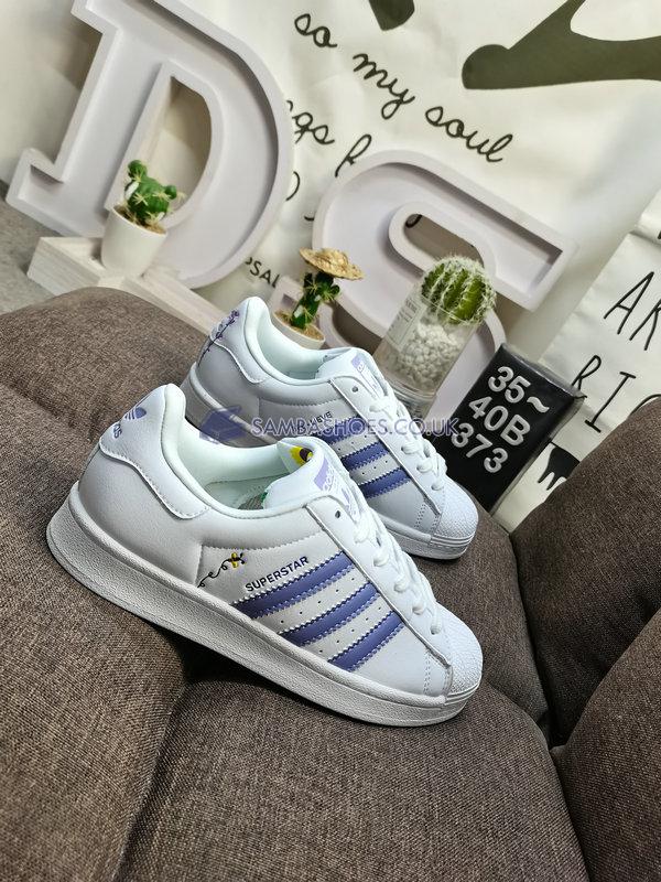 Adidas Superstar "Save The Bees" - Cloud White/Magic Lilac/Energy Ink - HP6215 Classic Originals Shoes