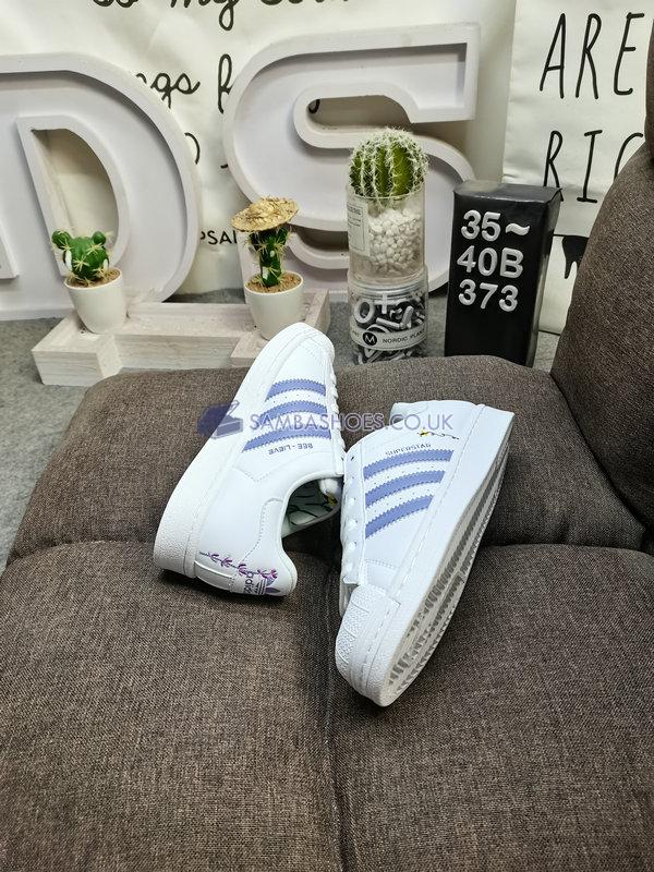 Adidas Superstar "Save The Bees" - Cloud White/Magic Lilac/Energy Ink - HP6215 Classic Originals Shoes