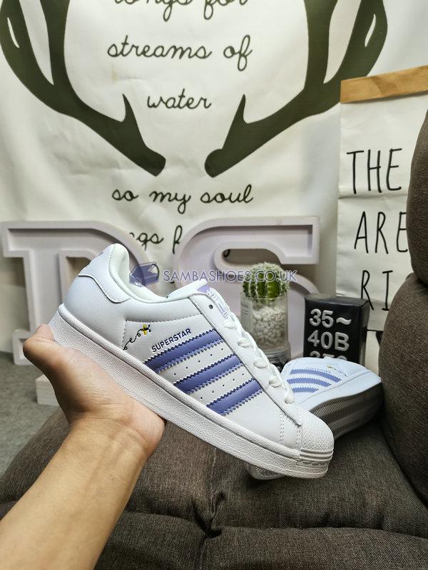 Adidas Superstar "Save The Bees" - Cloud White/Magic Lilac/Energy Ink - HP6215 Classic Originals Shoes