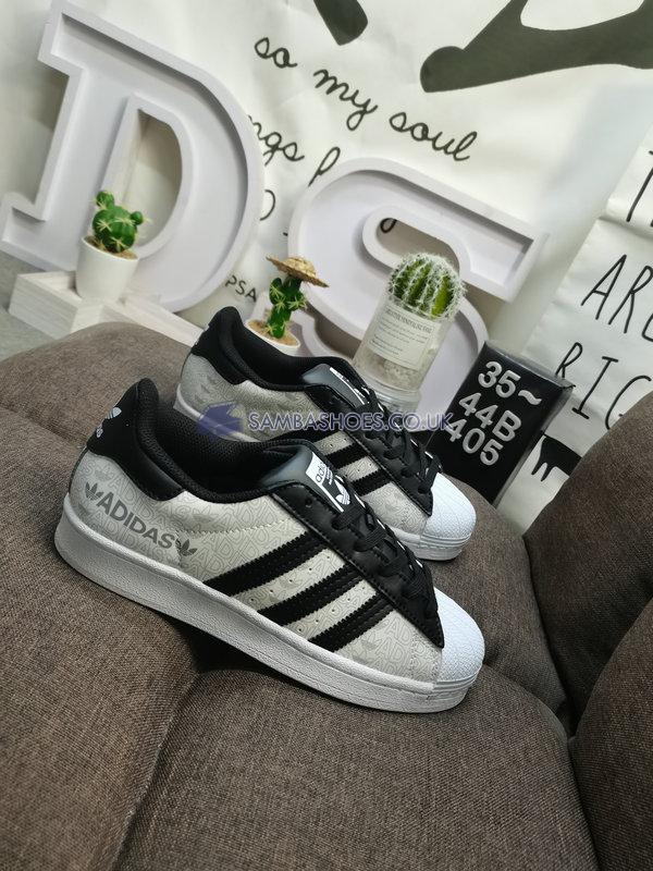 Adidas Superstar "Reflective Allover Logo - White Black" - Footwear White/Core Black/Grey Two - GW7254 Classic Originals Shoes