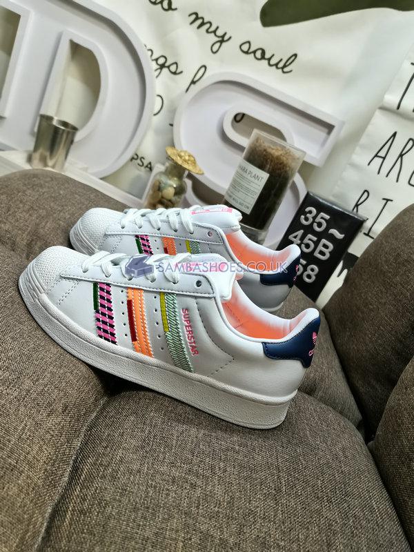 Adidas Superstar "Multi Jagged Stripes" - Cloud White/Night Sky/Green - GW9783 Classic Originals Shoes