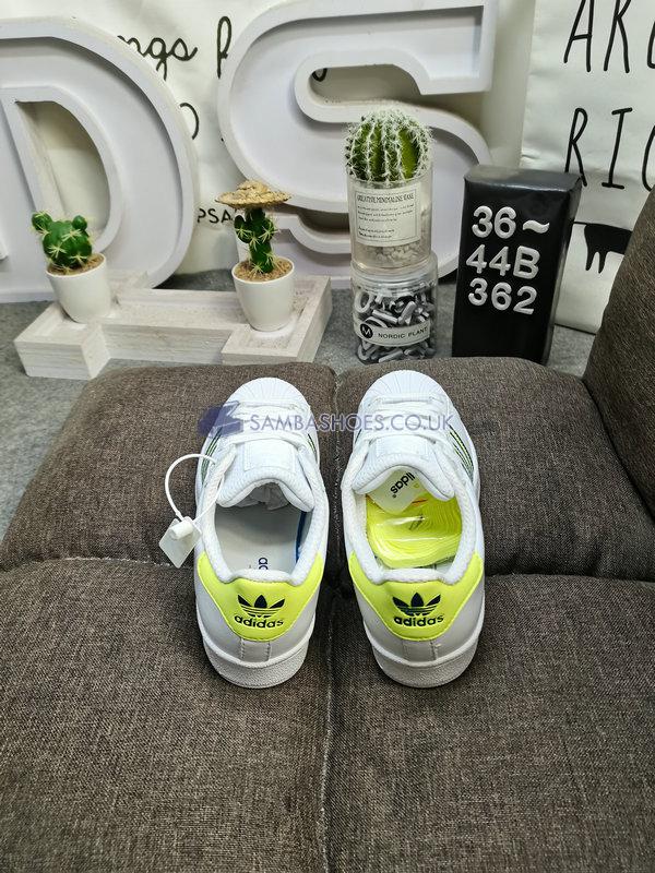 Adidas Superstar "Hi-Res Yellow" - White/Collegiate Royal/Hi-Res Yellow - CG6262 Classic Originals Shoes