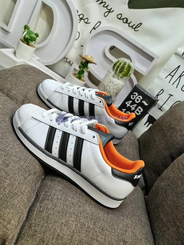 Adidas Superstar J "Cloud White Orange" - Cloud White/Core Black/Orange - FV3685 Classic Originals Shoes