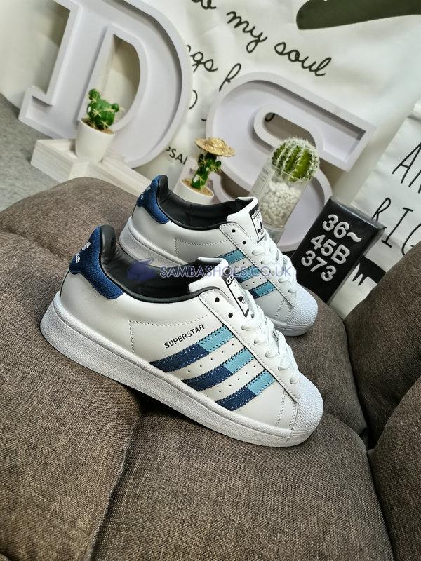 Adidas Superstar "White Navy" - Cloud White/Blue Navy/Light Blue - HQ2207 Classic Originals Shoes