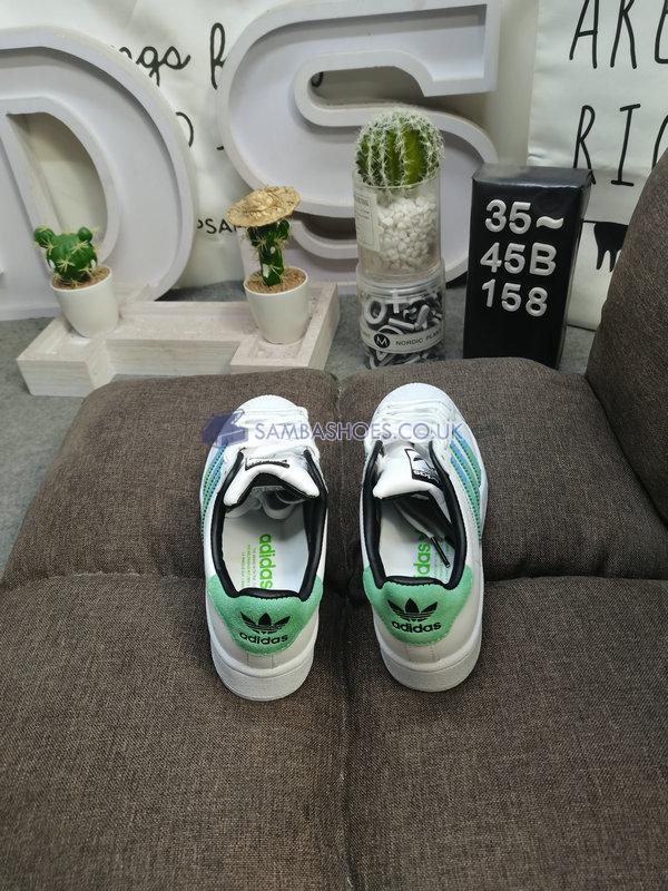 Adidas Superstar "White Green Blue" - Cloud White/Semi Screaming Green/Blue Dawn - HQ2168 Classic Originals Shoes