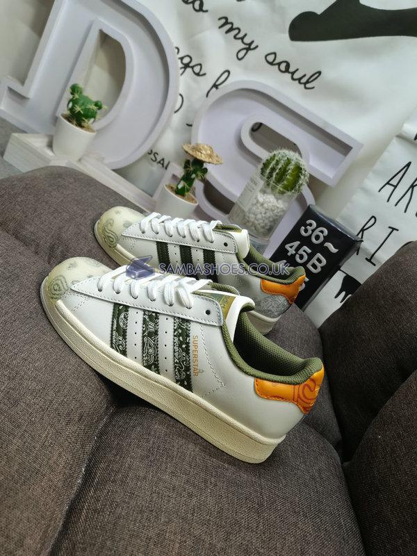 Adidas Superstar "Bandana - Off White Focus Orange" - Off White/Focus Olive/Focus Orange - GX3656 Classic Originals Shoes