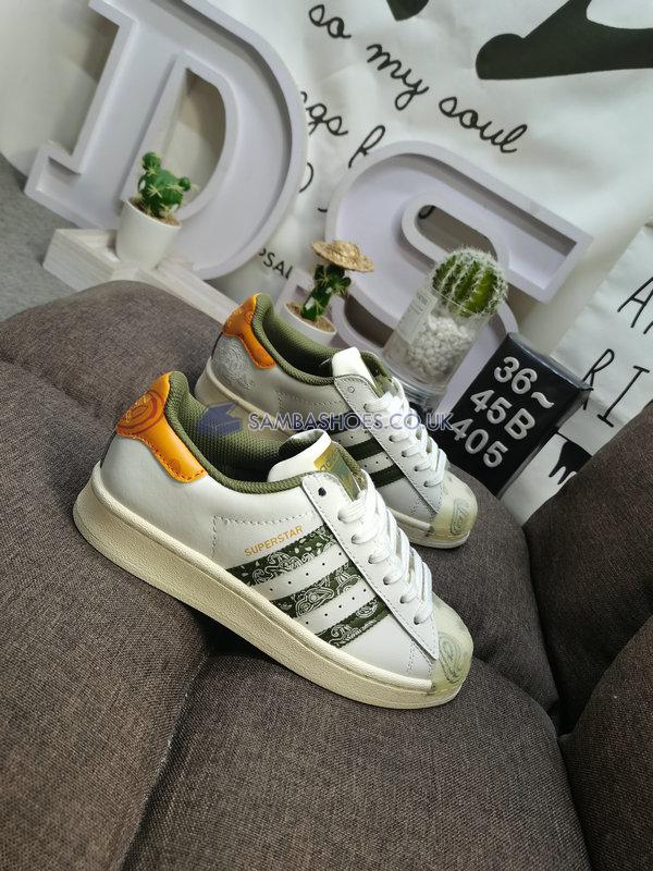 Adidas Superstar "Bandana - Off White Focus Orange" - Off White/Focus Olive/Focus Orange - GX3656 Classic Originals Shoes