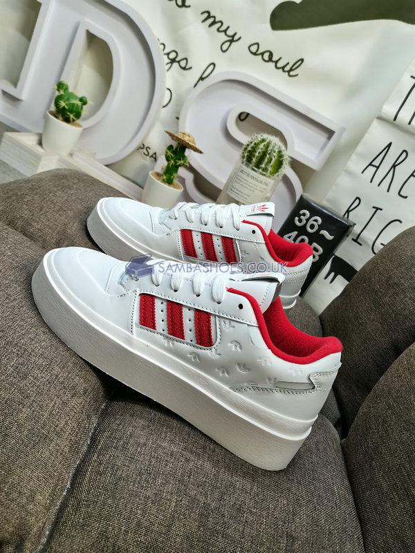 Adidas Forum Bonega "Allover Debossed Trefoils - White Scarlet" - Cloud White/Better Scarlet/Crystal White - IG9678 Classic Originals Shoes