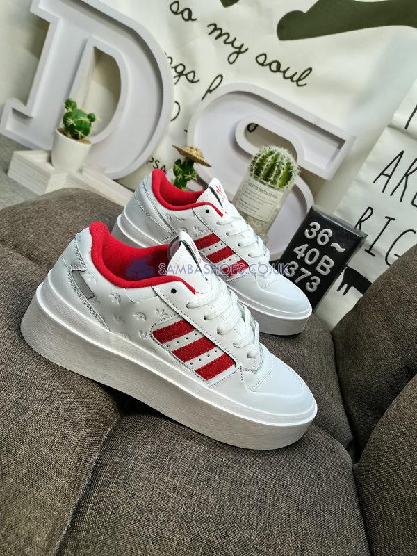 Adidas Forum Bonega "Allover Debossed Trefoils - White Scarlet" - Cloud White/Better Scarlet/Crystal White - IG9678 Classic Originals Shoes