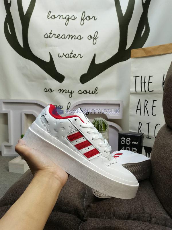 Adidas Forum Bonega "Allover Debossed Trefoils - White Scarlet" - Cloud White/Better Scarlet/Crystal White - IG9678 Classic Originals Shoes