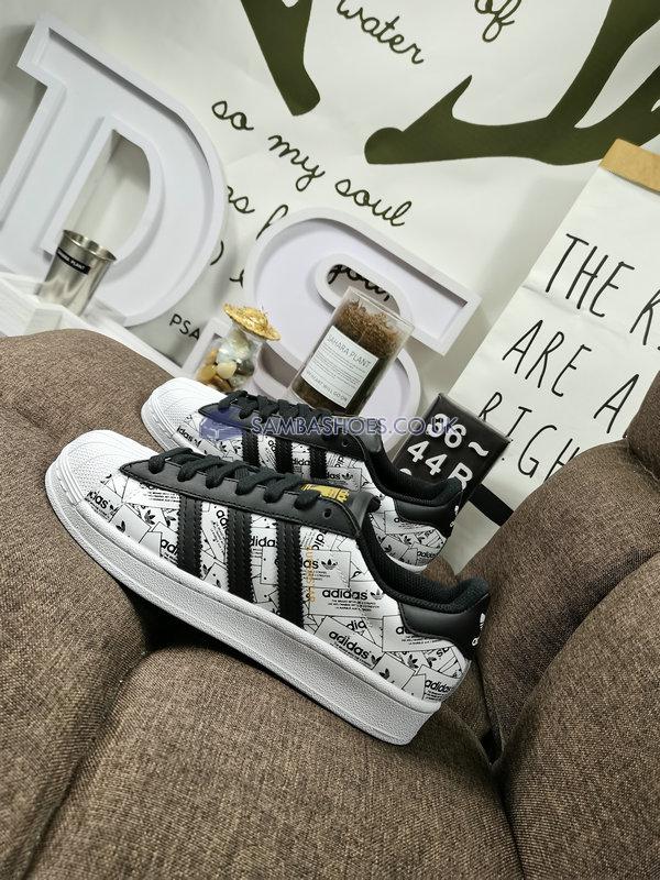 Adidas Superstar "Label Collage" - Cloud White/Core Black/Core Black - FV2819 Classic Originals Shoes