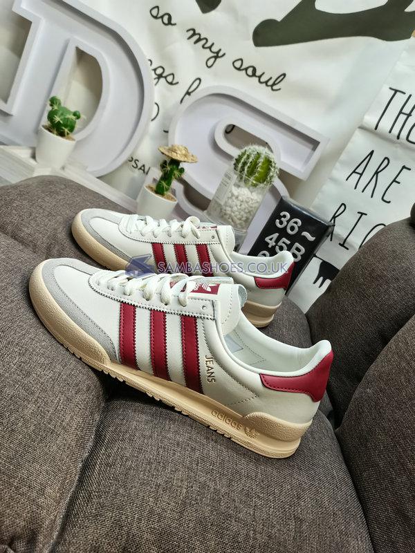 Adidas Jeans "White Burgundy" - Chalk White/Sand Strata/Collegiate Burgundy - GY7437 Classic Originals Shoes