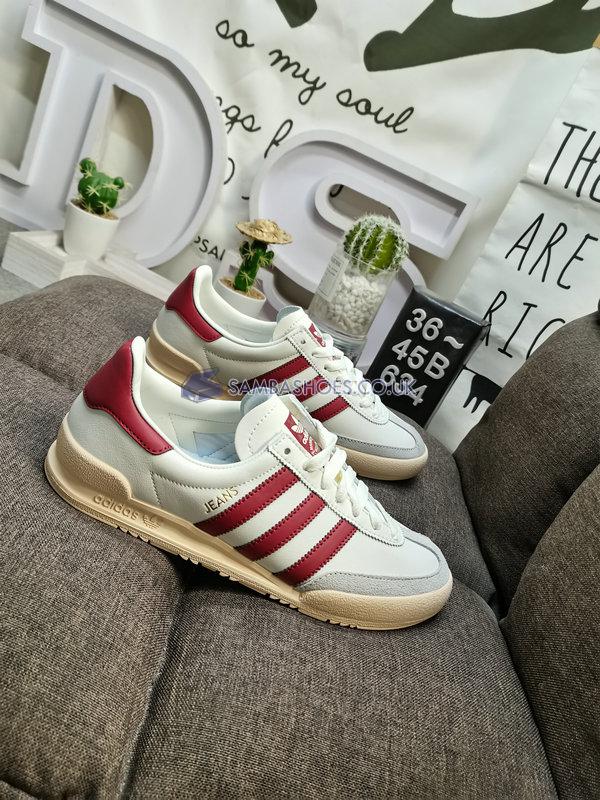 Adidas Jeans "White Burgundy" - Chalk White/Sand Strata/Collegiate Burgundy - GY7437 Classic Originals Shoes