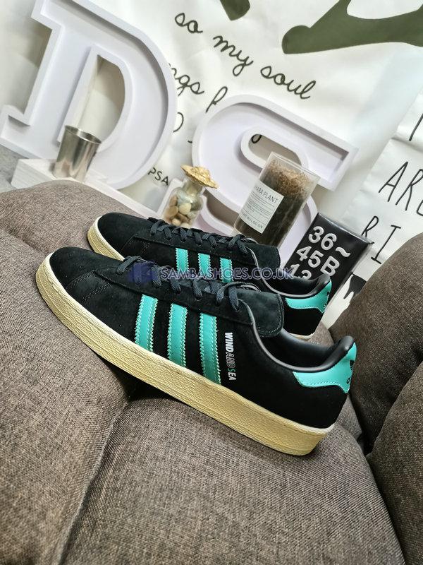 atmos x Wind and Sea x Adidas Campus 80s "Black Blue" - Core Black/Off White/White-Teal - GX3952 Classic Originals Shoes