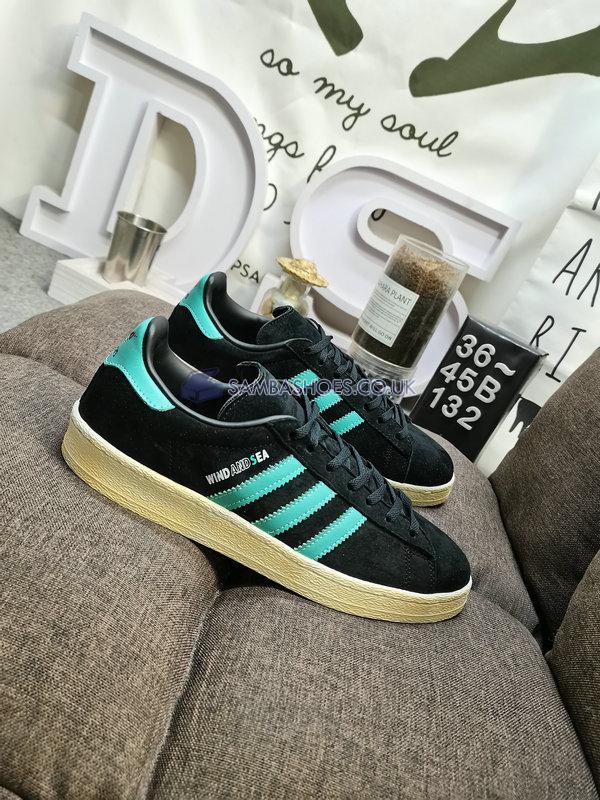 atmos x Wind and Sea x Adidas Campus 80s "Black Blue" - Core Black/Off White/White-Teal - GX3952 Classic Originals Shoes