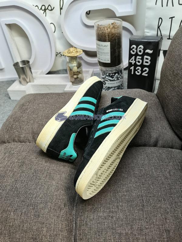 atmos x Wind and Sea x Adidas Campus 80s "Black Blue" - Core Black/Off White/White-Teal - GX3952 Classic Originals Shoes