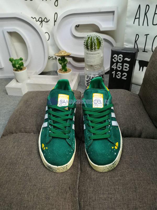 COOK x Adidas Campus 80s "Paint Splatter - Dark Green" - Dark Green/Footwear White/Chalk - GY7005 Classic Originals Shoes