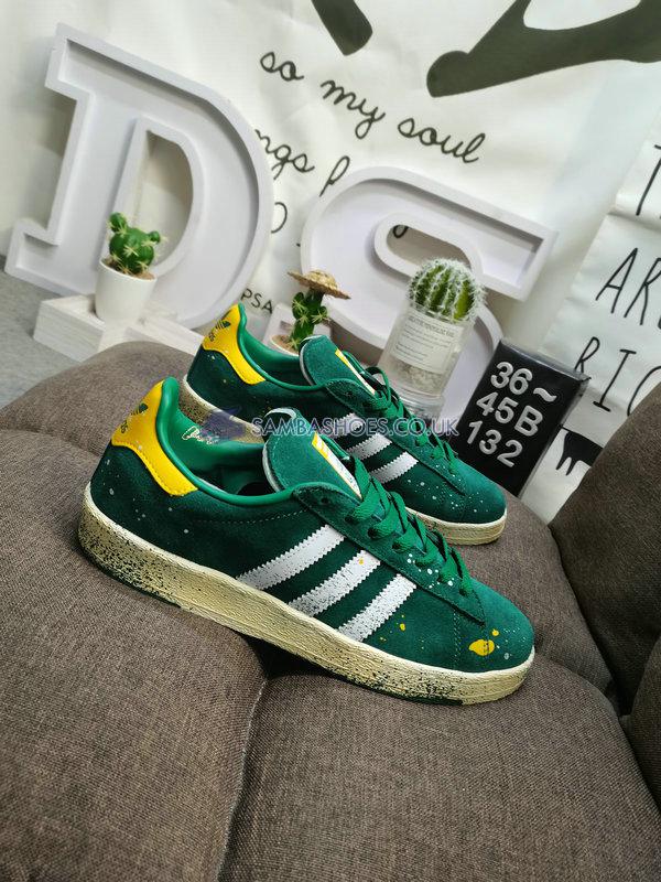 COOK x Adidas Campus 80s "Paint Splatter - Dark Green" - Dark Green/Footwear White/Chalk - GY7005 Classic Originals Shoes