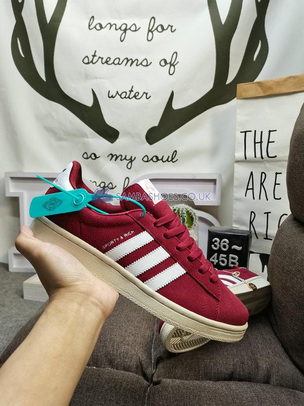 Sporty & Rich x Adidas Campus 80s "Collegiate Burgundy" - Collegiate Burgundy/Chalk White/Collegiate Burgundy - HQ6074 Classic Originals Shoes