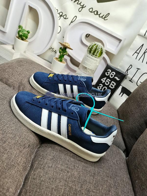 BAPE x Adidas Campus 80s "30th Anniversary - Navy" - Collegiate Navy/Cloud White/Off White - ID4770 Classic Originals Shoes