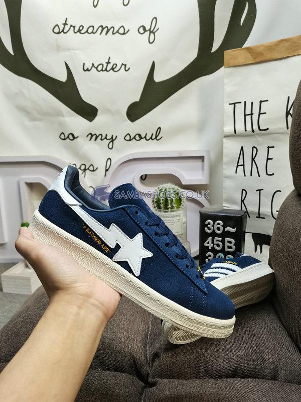 BAPE x Adidas Campus 80s "30th Anniversary - Navy" - Collegiate Navy/Cloud White/Off White - ID4770 Classic Originals Shoes