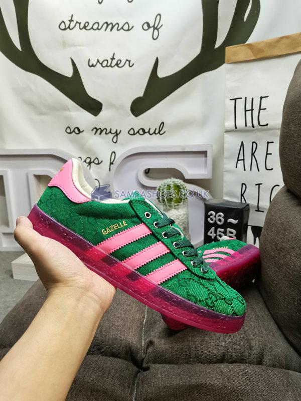 Adidas x Gucci Gazelle "Green GG Monogram" - Green/Pink Strata/Green - IE4795 Classic Originals Shoes