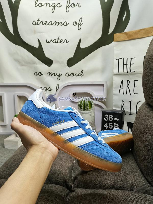 Adidas Gazelle Indoor "Blue Fusion Gum" - Blue Fusion/Footwear White/Gold Metallic - HQ8717 Classic Originals Shoes