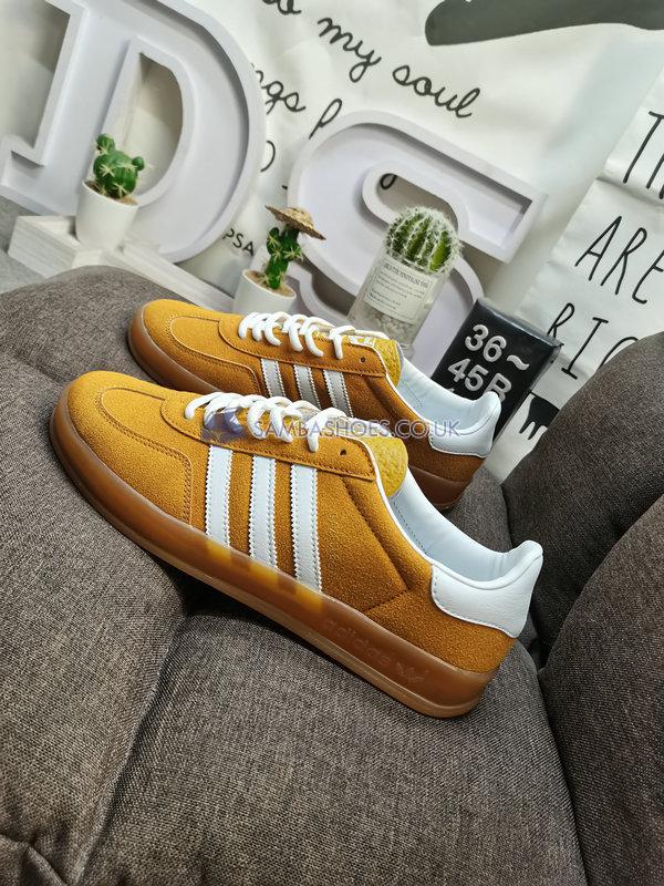 Adidas Gazelle Indoor "Orange Peel Gum" - Orange Peel/Cloud White/Gold Metallic - HQ8716 Classic Originals Shoes