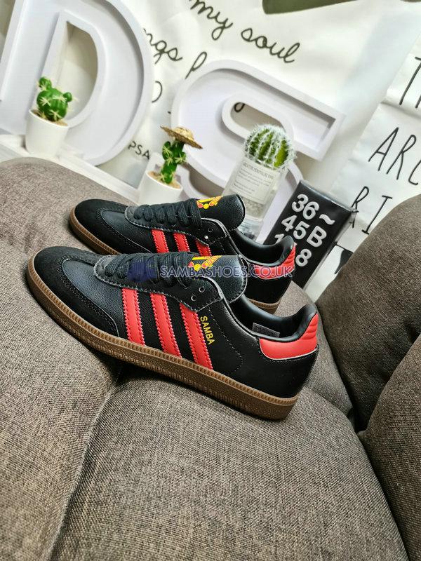 Manchester United x Adidas Samba Team "Black Real Red" - Core Black/Real Red/Gum - HQ7030 Classic Originals Shoes