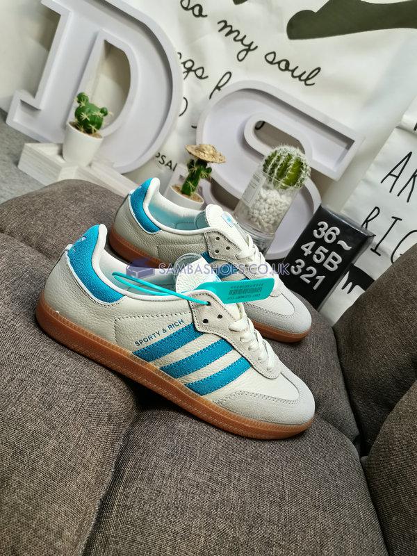 Sporty & Rich x Adidas Samba OG "Cream Blue" - Cream White/Blue Rush/Gum - IE7096 Classic Originals Shoes