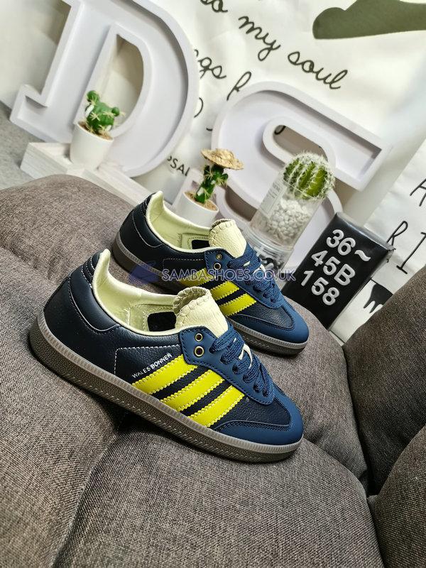 Wales Bonner x Adidas Samba "Collegiate Navy Yellow" - Collegiate Navy/Cream White/Yellow - S42595 Classic Originals Shoes