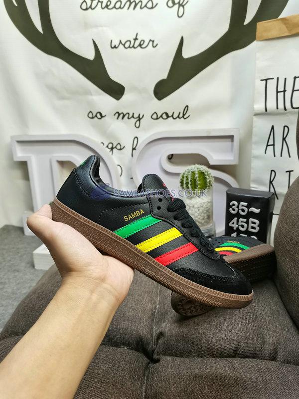 Ajax x Adidas Samba OG "Bob Marley Tribute - Three Little Birds" - Core Black/Utility Black/Gum 5 - GX2913 Classic Originals Shoes