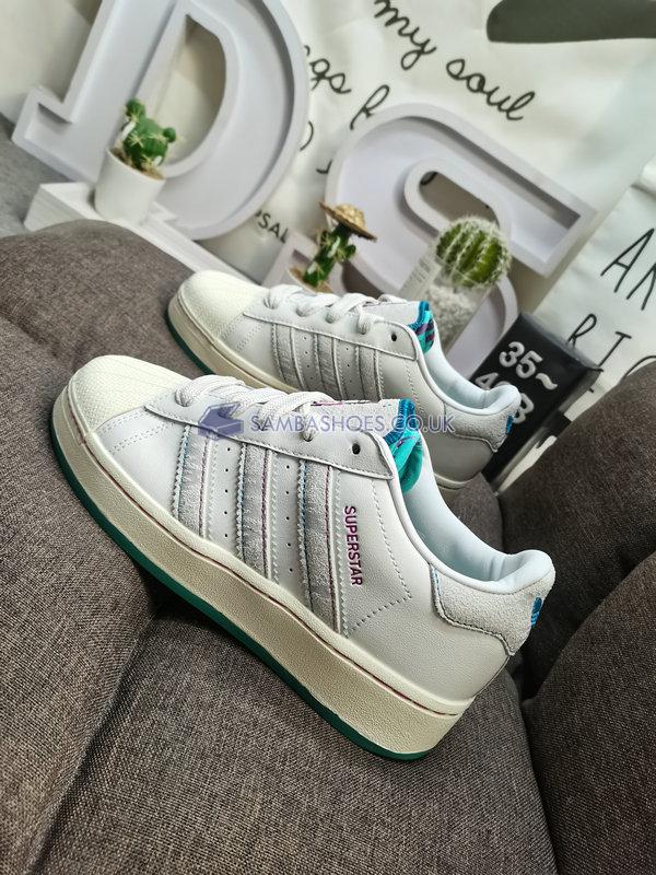 Fefei Ruan x Adidas Superstar XLG "Chinese New Year Pack" - White/Light Grey/Peacock Blue - ID1140 Classic Originals Shoes