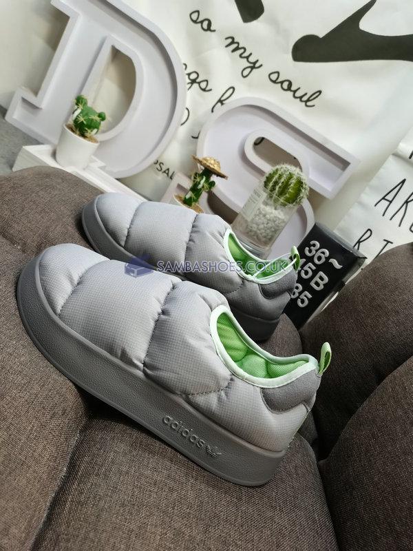 Adidas Puffylette "Charcoal Solid Grey" - Charcoal Solid Grey/Linen Green/Magic Lime - GW9482 Classic Originals Shoes