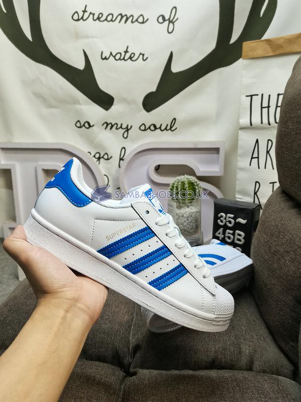 Adidas Superstar "White True Blue" - Cloud White/True Blue-Gold Metallic - H68093 Classic Originals Shoes