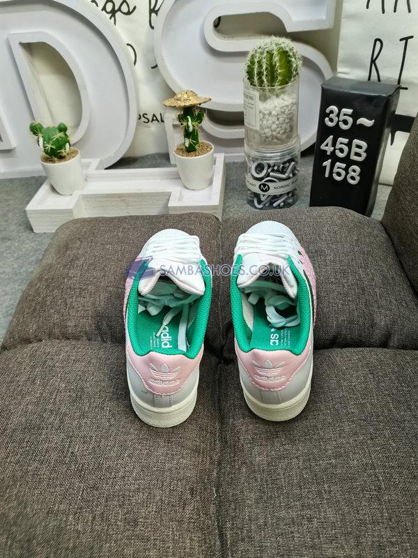 Adidas Superstar "White Pink Green Chenille" - Cloud White/Clear Pink/Semi Court Green - IF7611 Classic Originals Shoes